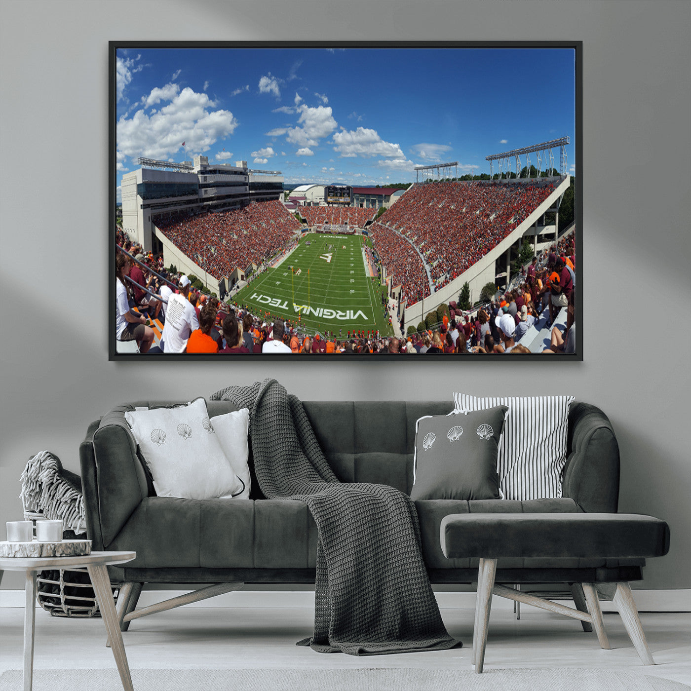 MGV-FC-36X24 - Virginia Tech Hokies Football Team Print - Blacksburg Lane Stadium Wall Art Canvas Print