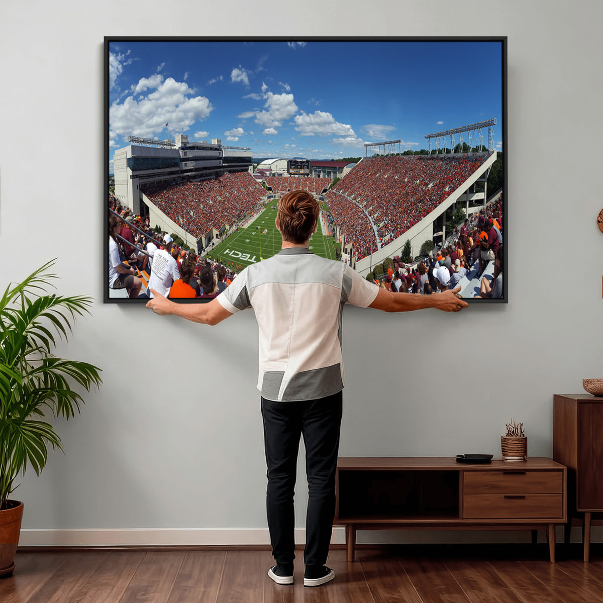 87769-MGV-CV-36X24 - Virginia Tech Hokies Football Team Print - Blacksburg Lane Stadium Wall Art Canvas Print