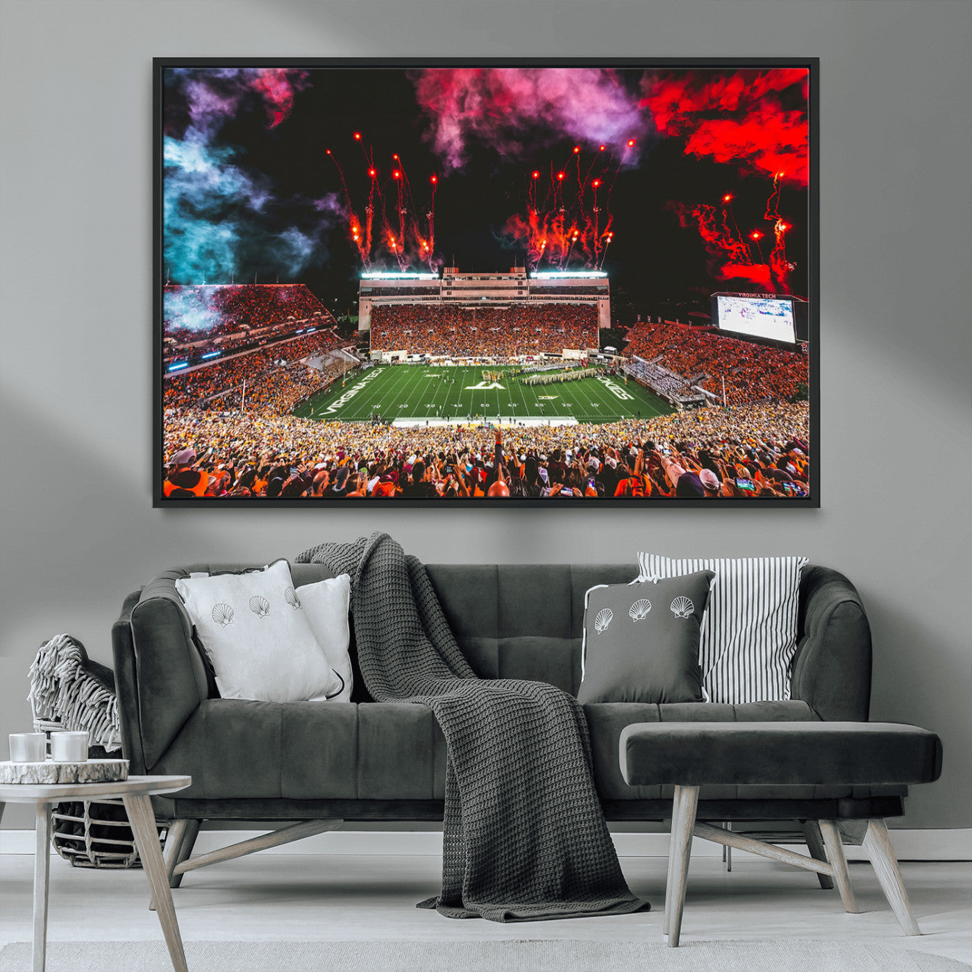 MGV-FC-36X24 - Virginia Tech Hokies Football Team Print - Blacksburg Lane Stadium Wall Art Canvas Print