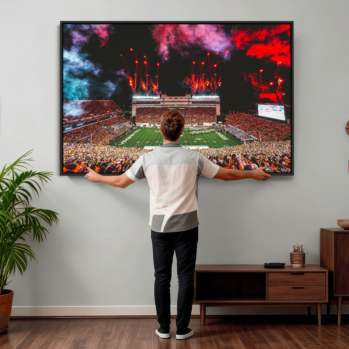 65761-MGV-CV-36X24 - Virginia Tech Hokies Football Team Print - Blacksburg Lane Stadium Wall Art Canvas Print