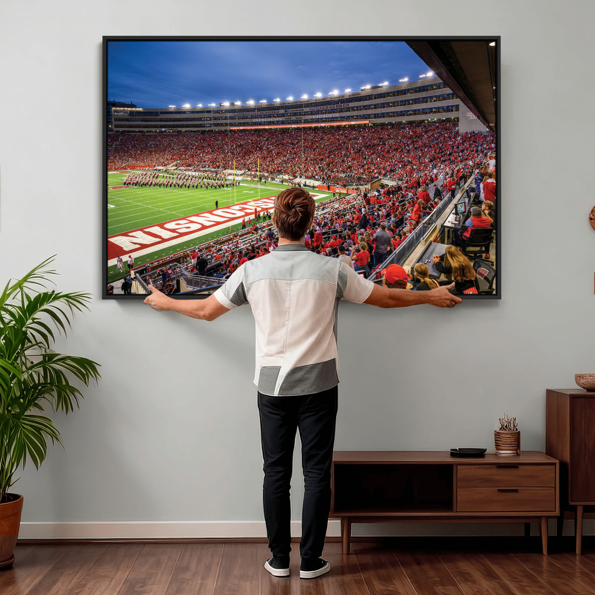 57601-MGV-CV-36X24 - Wisconsin Badgers Football Team Print - Madison Camp Randall Stadium Wall Art, Wisconsin Badgers