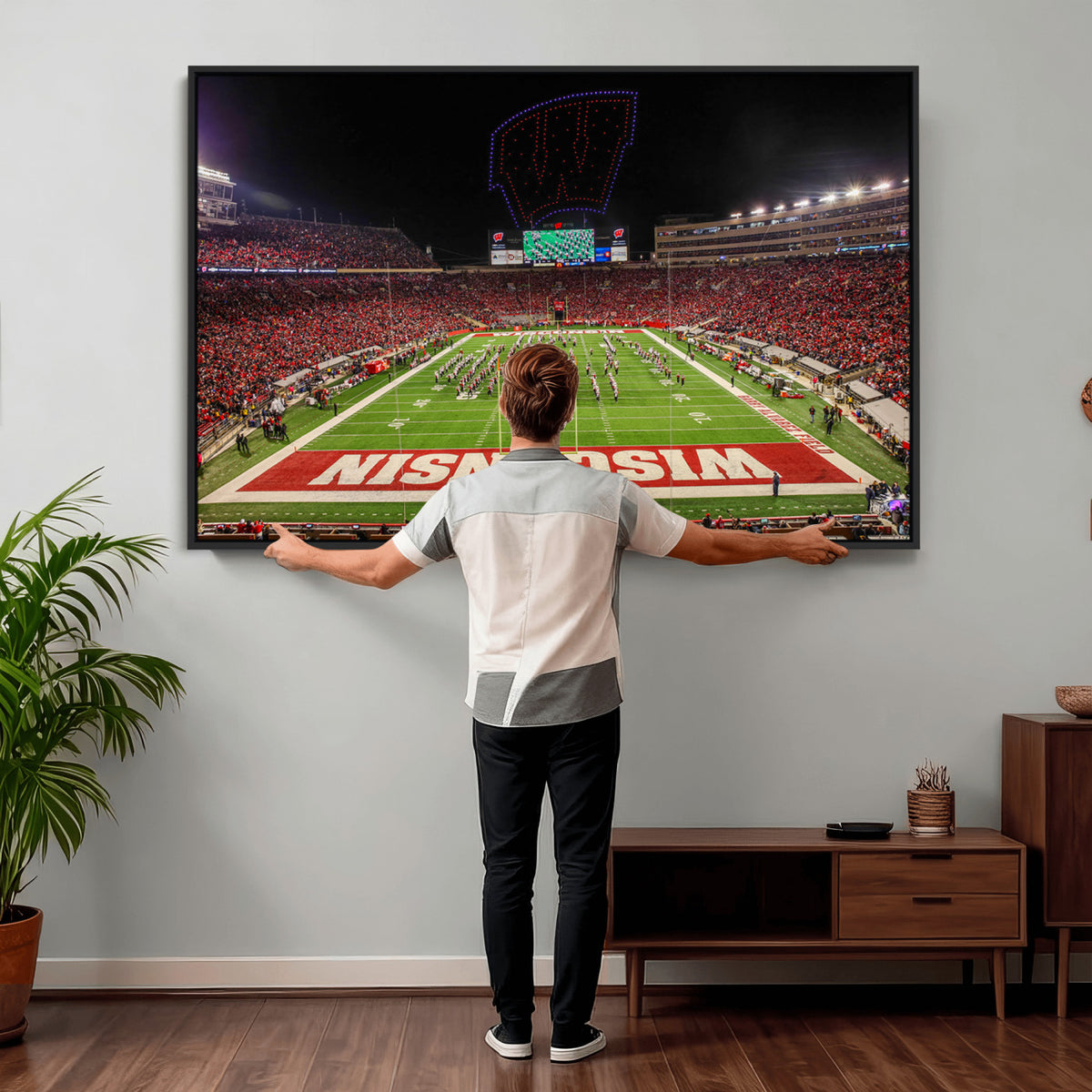 34125-MGV-CV-36X24 - Wisconsin Badgers Football Team Print Canvas- Madison Camp Randall Stadium Wall Art Canvas Print