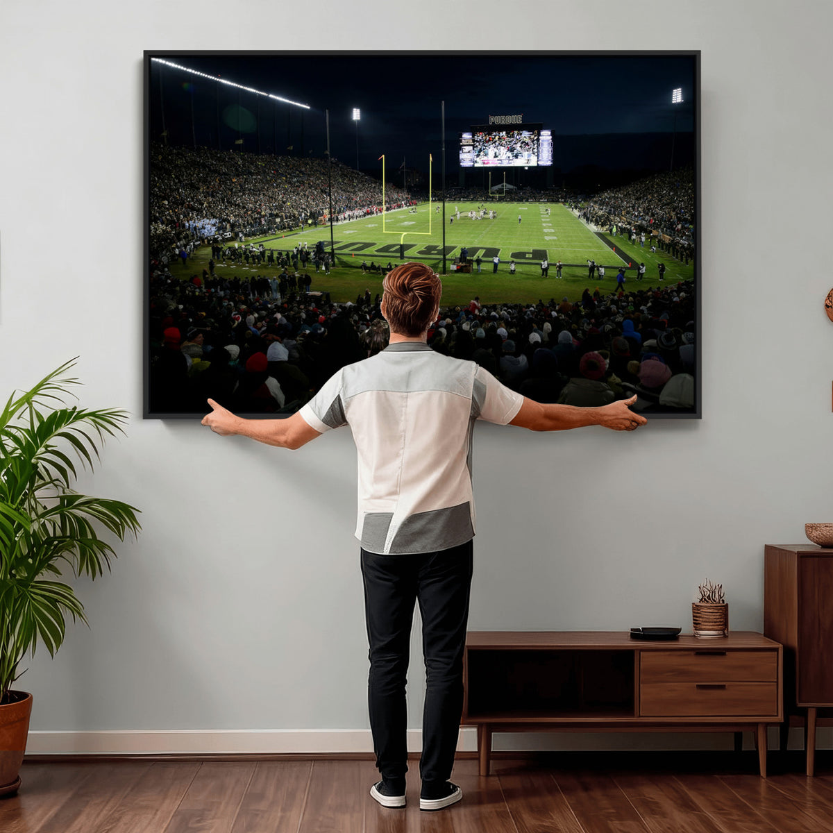 60140-MGV-CV-36X24 - Purdue Boilermakers Football Team Print - West Lafayette Ross–Ade Stadium Wall Art Canvas Print