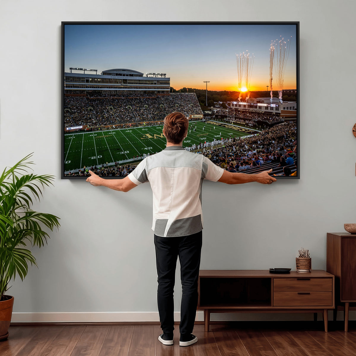 29253-MGV-CV-36X24 - Demon Deacons Football Team Print Canvas- Winston-Salem Allegacy Federal Credit Union Stadium Wall