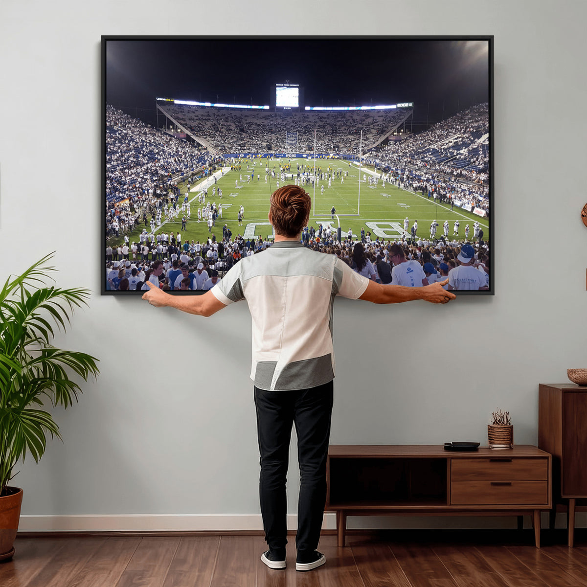 65036-MGV-CV-36X24 - Brigham Young University Cougars Football Print Canvas - Provo LaVell Edwards Stadium Wall Art