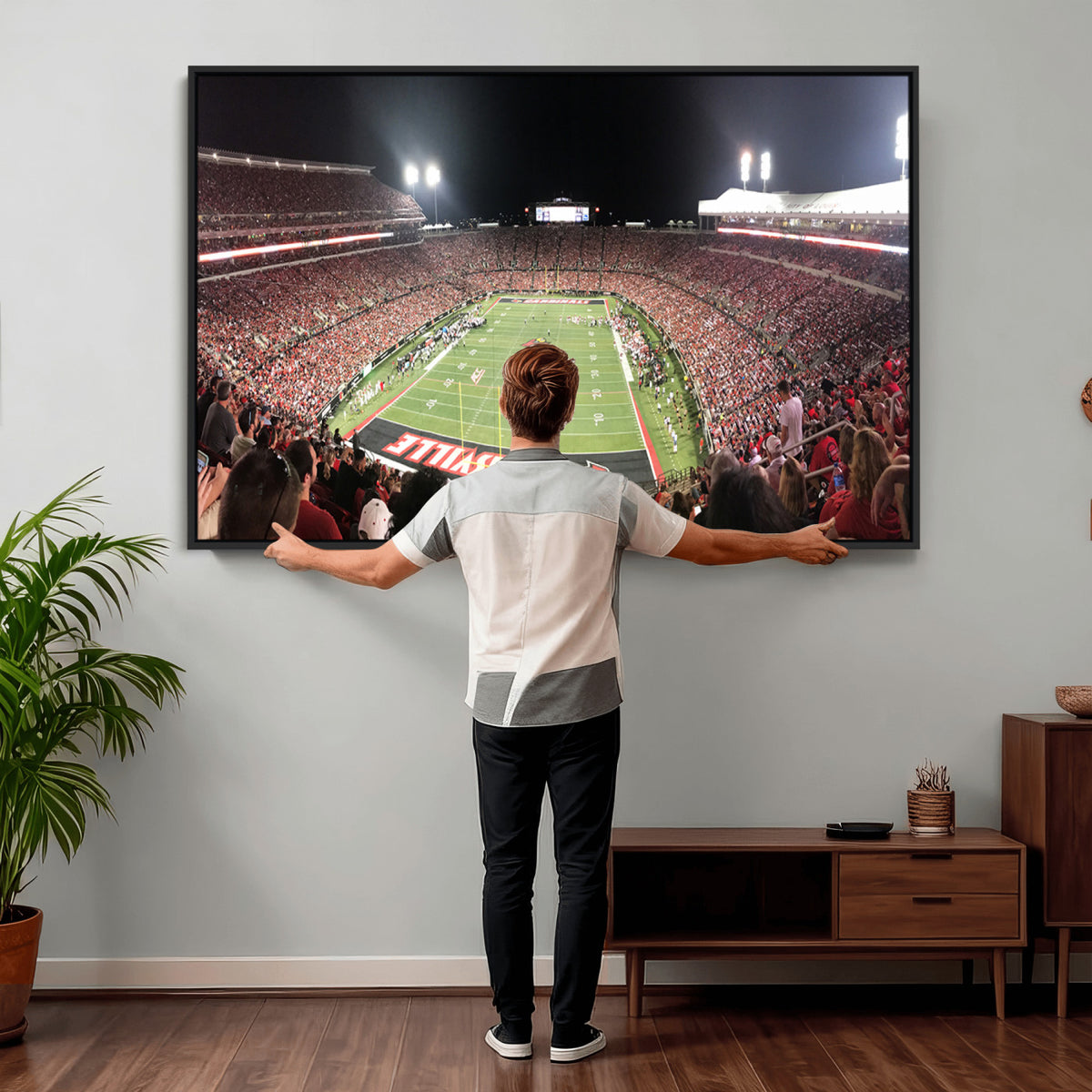 52267-MGV-CV-36X24 - University of Louisville Cardinals Football Team Print - Louisville Cardinal Stadium Wall Art Canvas