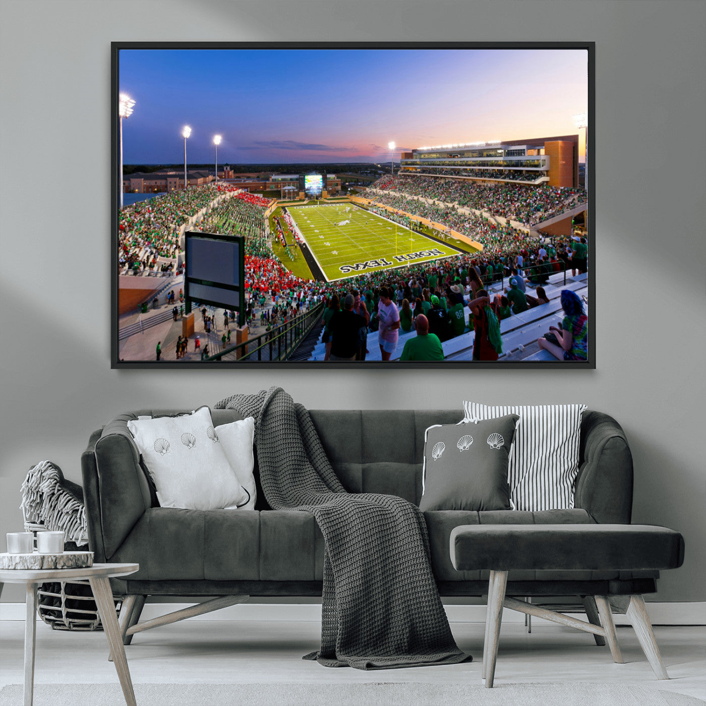 MGV-FC-36X24 - University of North Texas Mean Green Football Team Print - Denton DATCU Stadium Wall Art Canvas