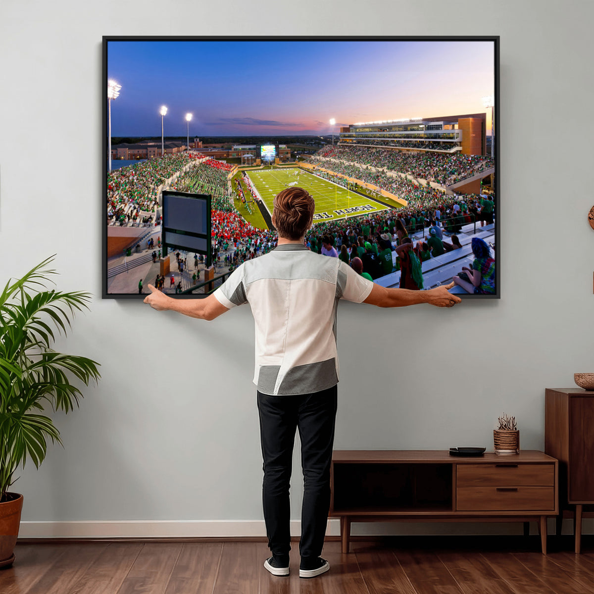 81582-MGV-CV-36X24 - University of North Texas Mean Green Football Team Print - Denton DATCU Stadium Wall Art Canvas