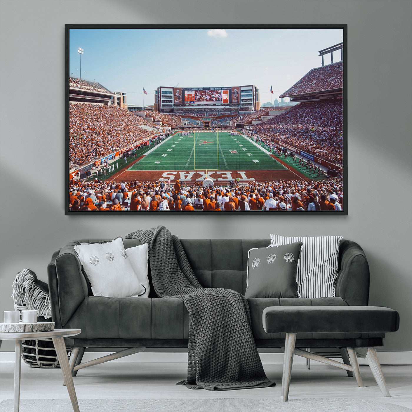 MGV-FC-36X24 - Framed Texas Memorial Stadium Canvas, University of Texas Longhorns Football Team Print - Austin