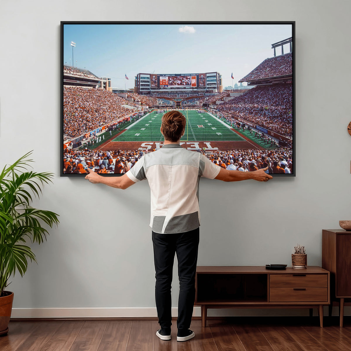 14826-MGV-CV-36X24 - Framed Texas Memorial Stadium Canvas, University of Texas Longhorns Football Team Print - Austin