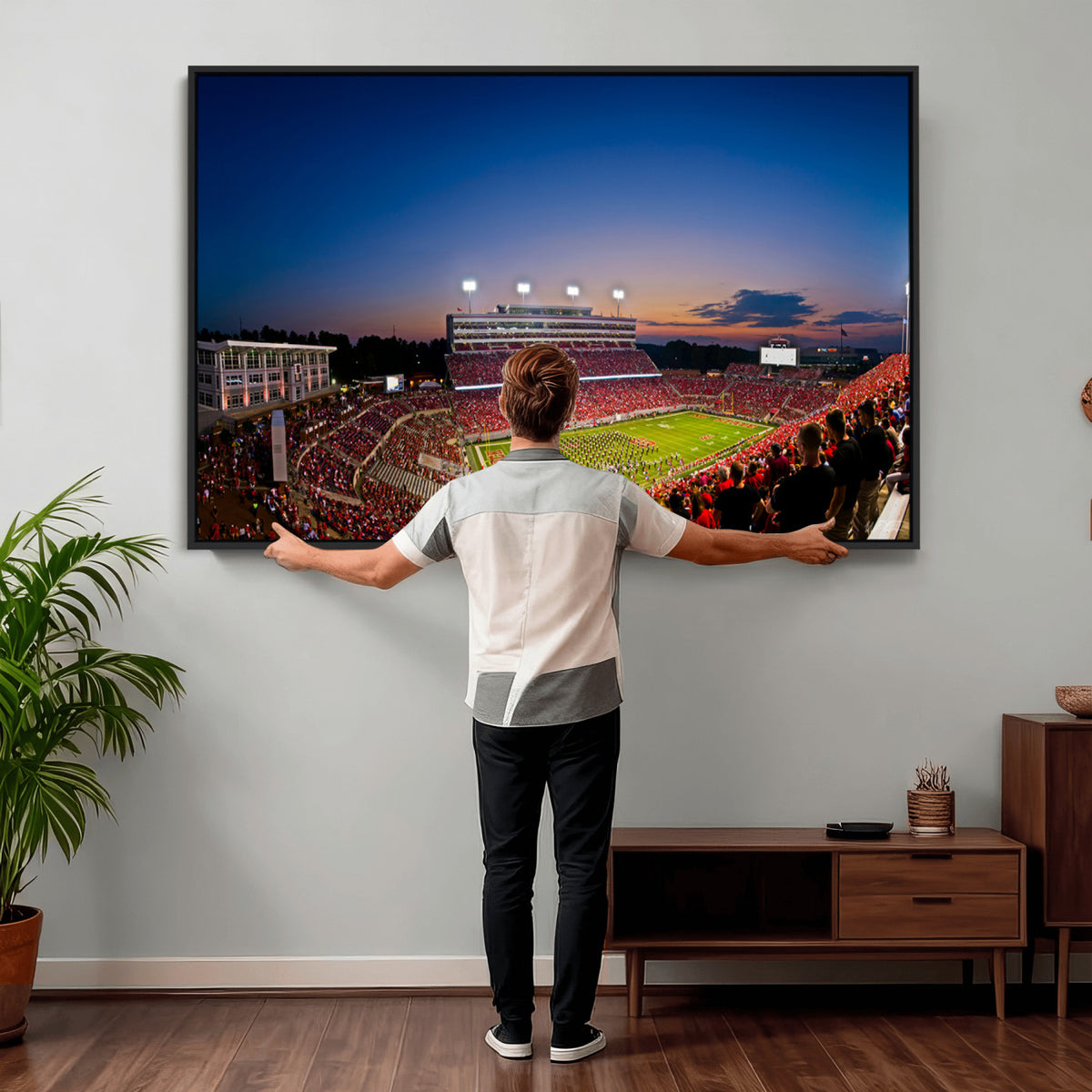 76202-MGV-CV-36X24 - Wolfpack Football Team Wall Art Print - Raleigh Carter-Finley Stadium Wall Art Canvas Print
