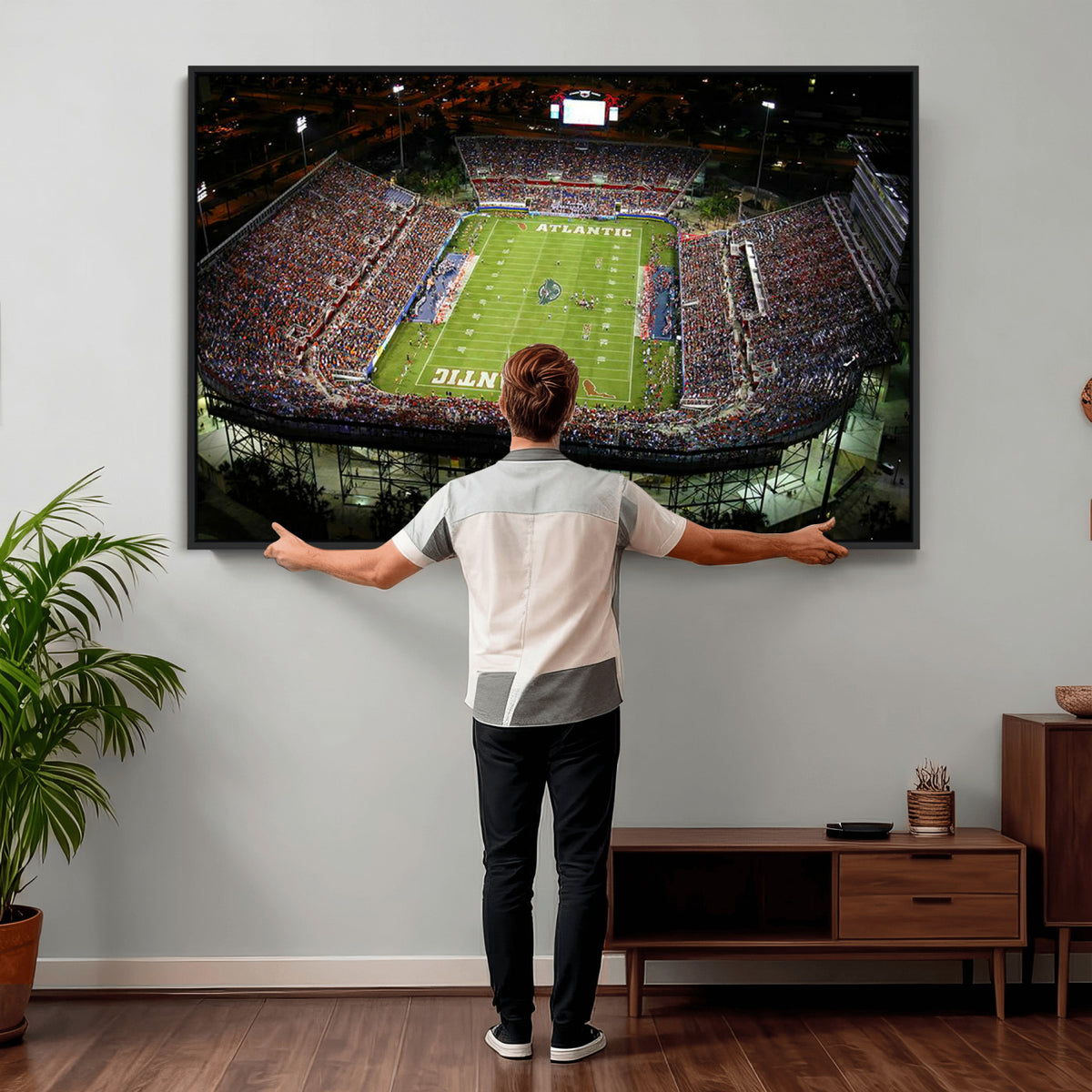 72354-MGV-CV-36X24 - Florida Atlantic University Owls Football Team Print - Boca Raton FAU Stadium Wall Art Canvas Print