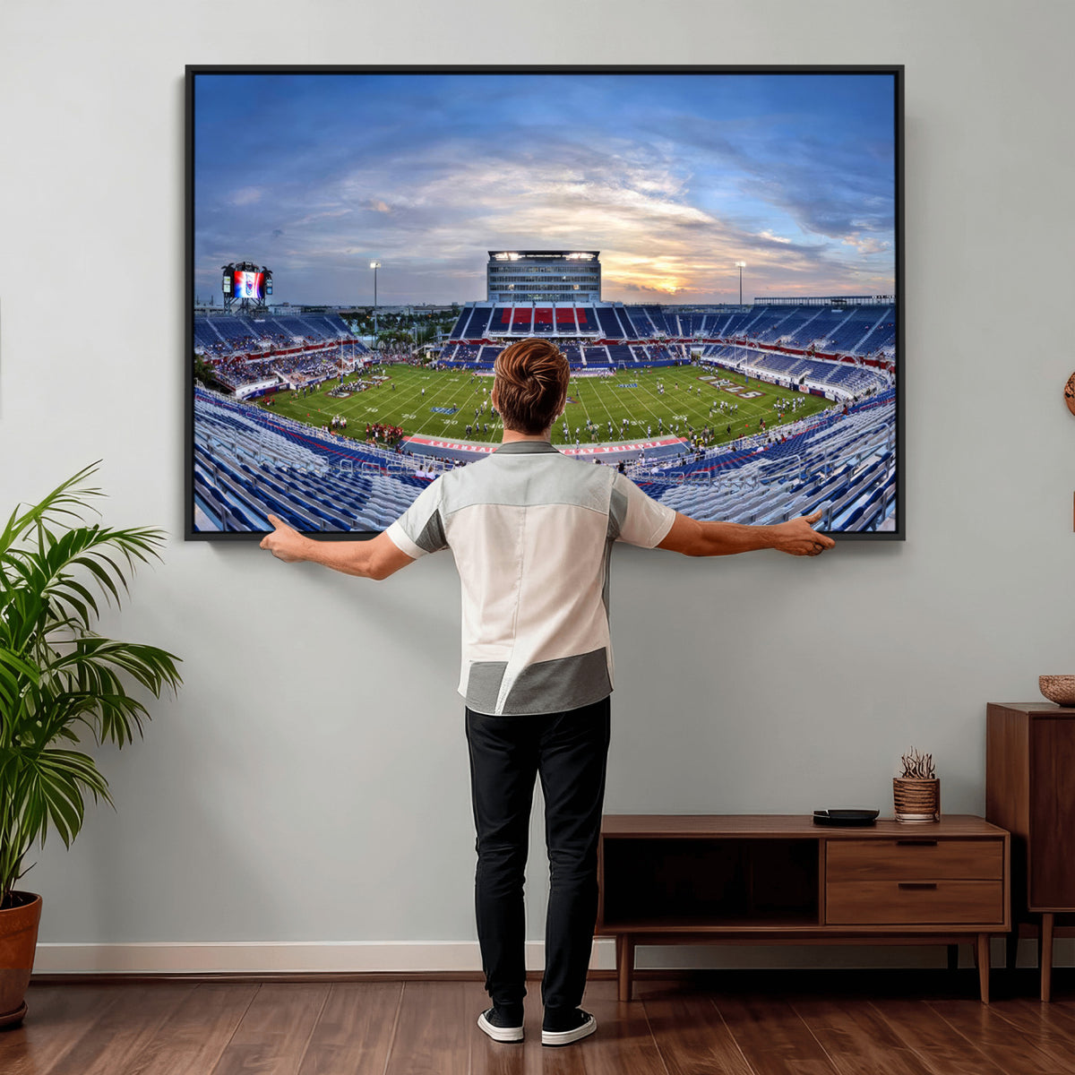 69559-MGV-CV-36X24 - Florida Atlantic University Owls Football Team Print - Boca Raton FAU Stadium Wall Art Canvas Print