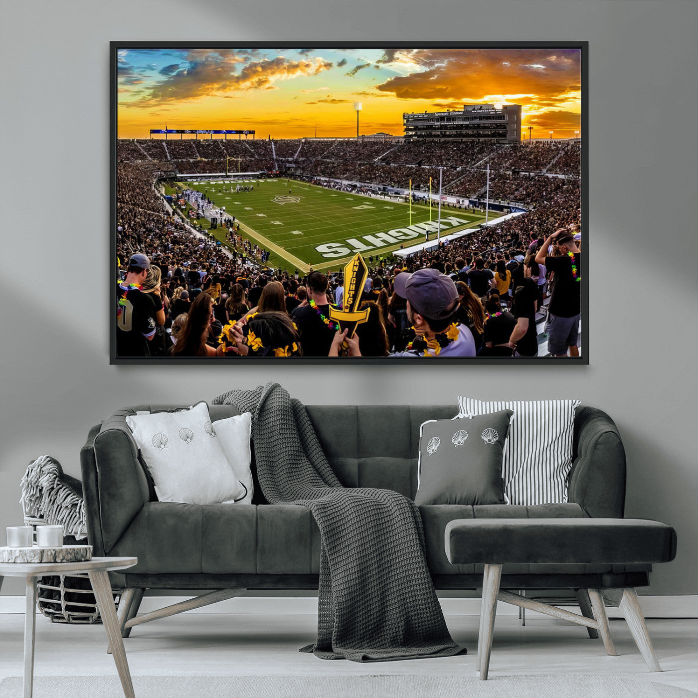 MGV-FC-36X24 - UCF Knights Football Team Print - Orlando FBC Mortgage Stadium, UCF Knights Wall Art Canvas Print