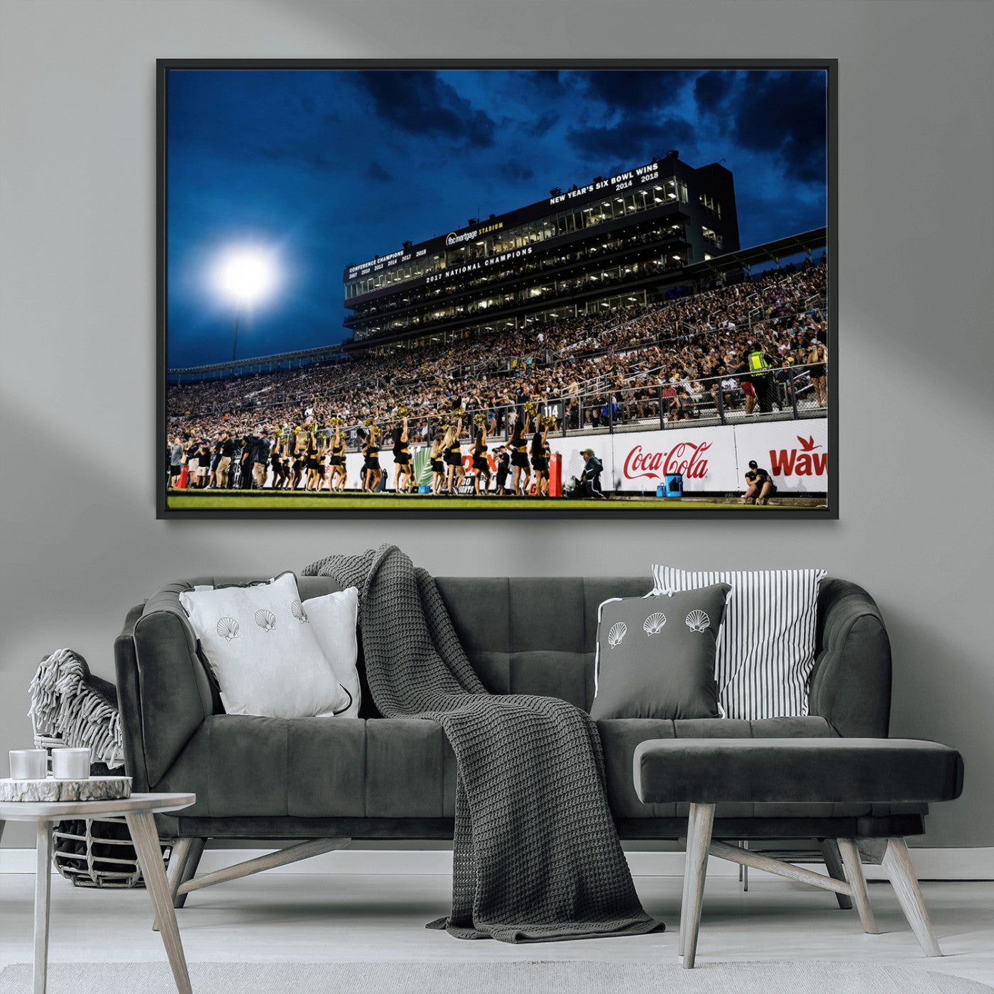 MGV-FC-36X24 - UCF Knights Football Team Print - Orlando FBC Mortgage Stadium Wall Art Canvas Print