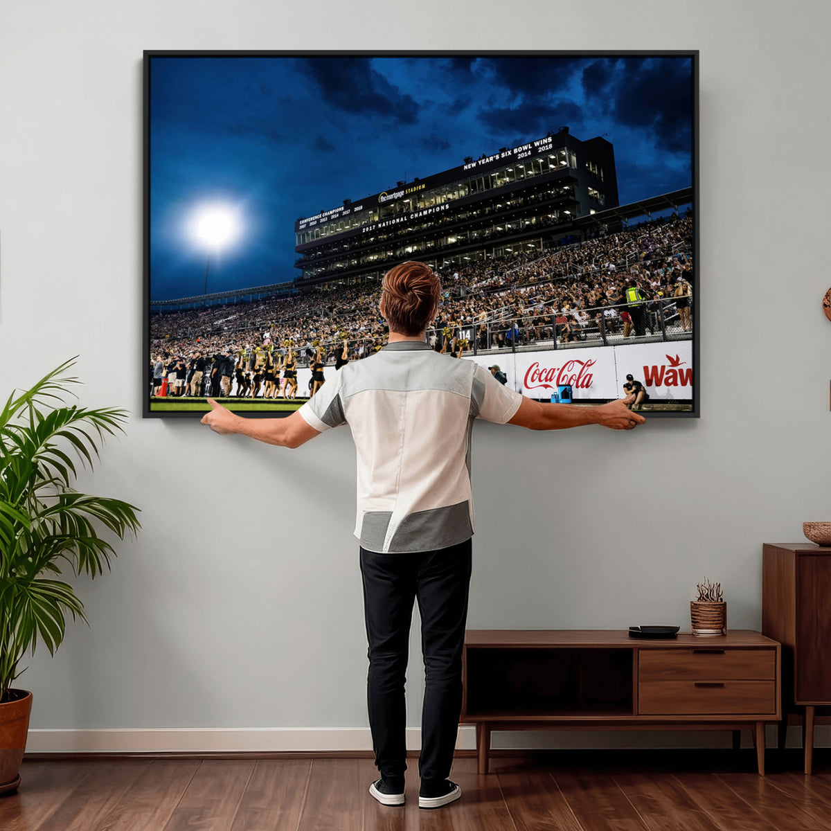 40217-MGV-CV-36X24 - UCF Knights Football Team Print - Orlando FBC Mortgage Stadium Wall Art Canvas Print