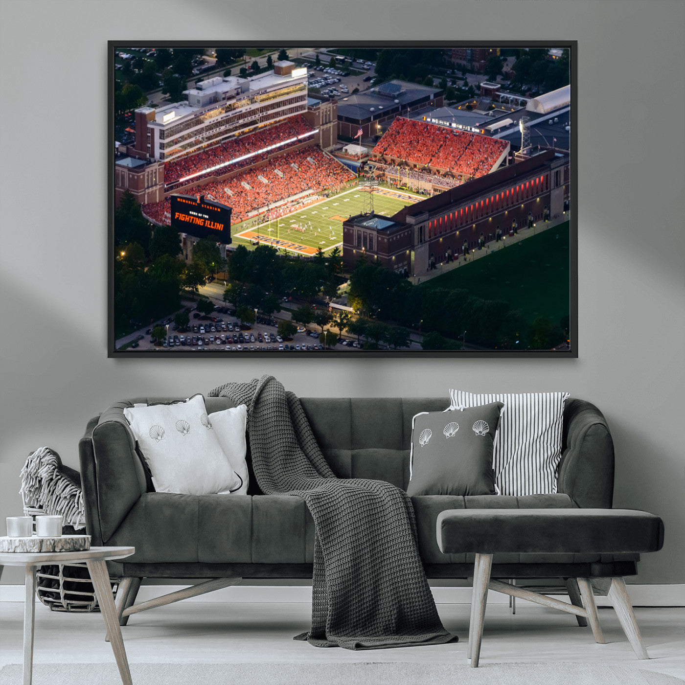 MGV-FC-36X24 - University of Illinois Fighting Illini Football Team Print - Champaign Illinois Memorial Stadium