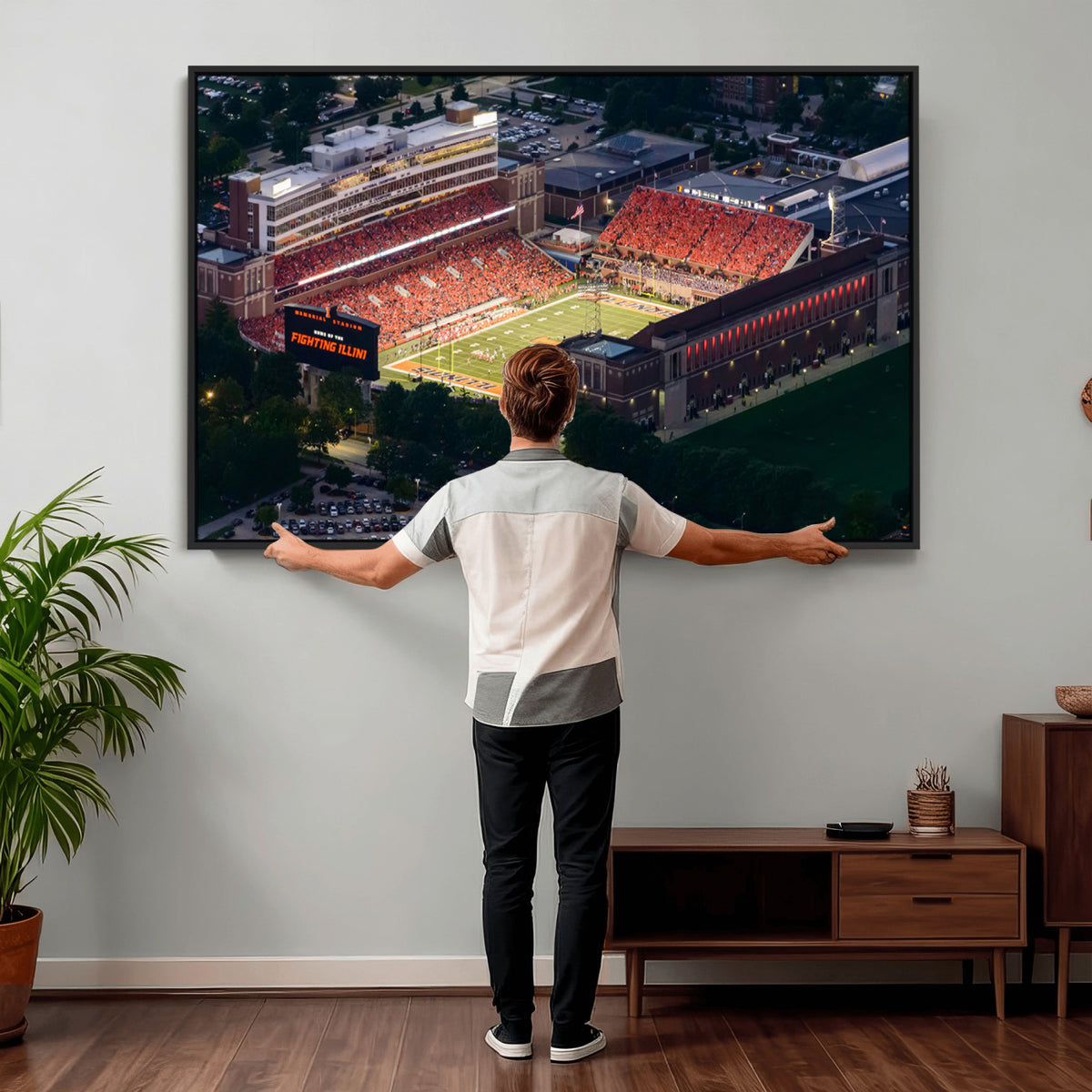78052-MGV-CV-36X24 - University of Illinois Fighting Illini Football Team Print - Champaign Illinois Memorial Stadium