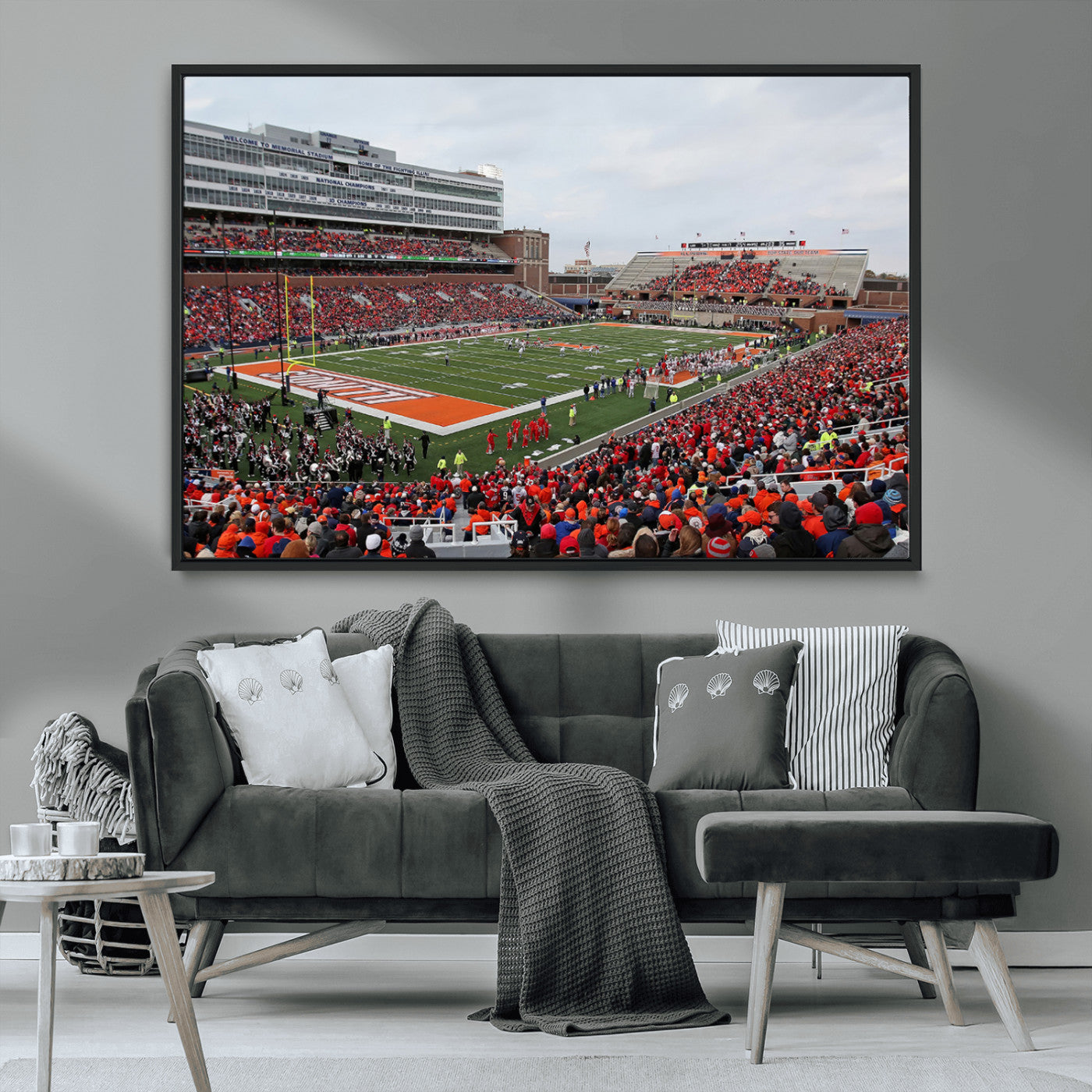 MGV-FC-36X24 - University of Illinois Fighting Illini Football Team Print - Champaign Illinois Memorial Stadium