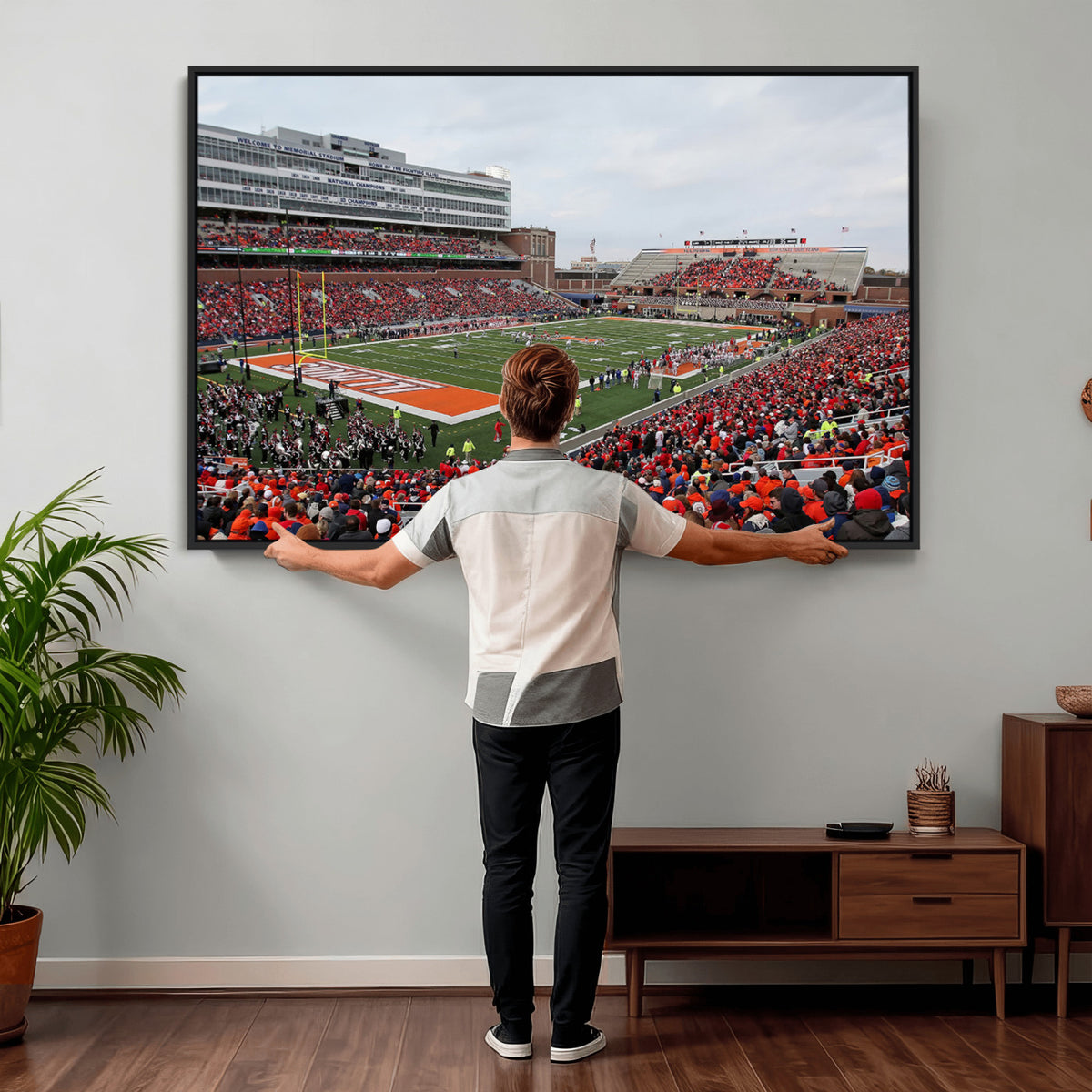 86851-MGV-CV-36X24 - University of Illinois Fighting Illini Football Team Print - Champaign Illinois Memorial Stadium