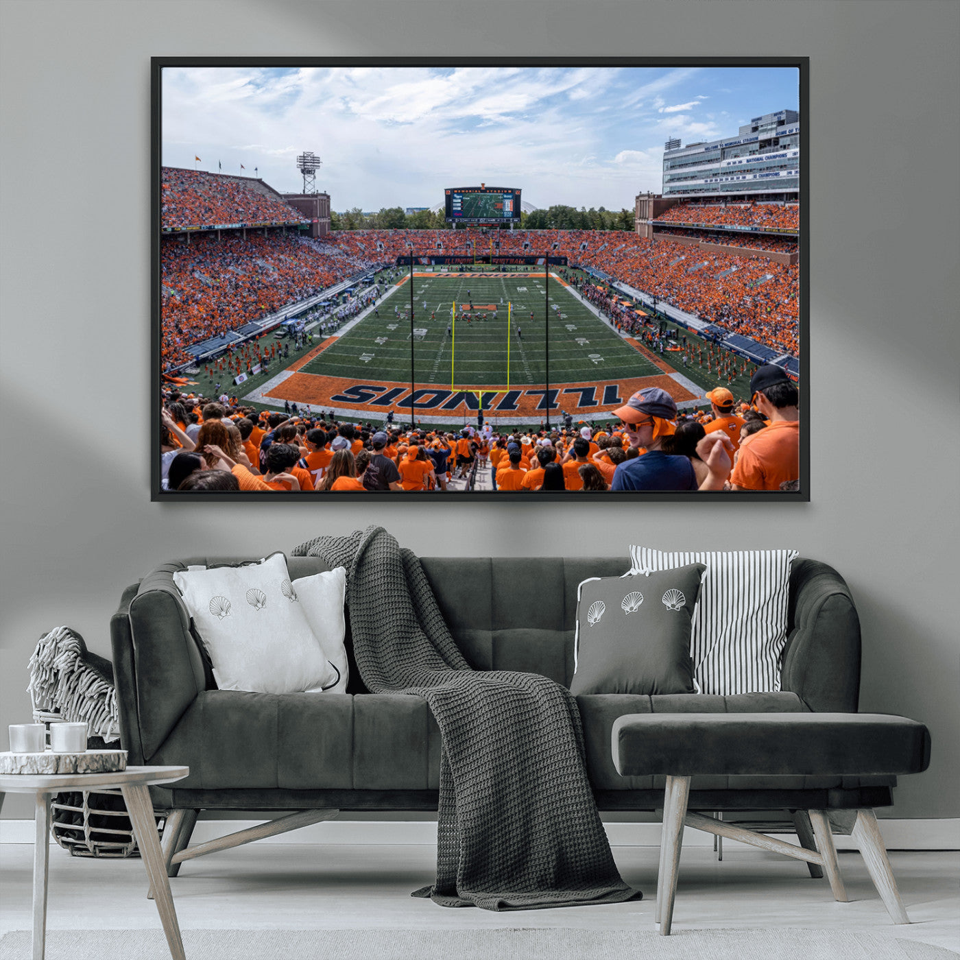MGV-FC-36X24 - University of Illinois Fighting Illini Football Team Print Canvas - Champaign Illinois Memorial