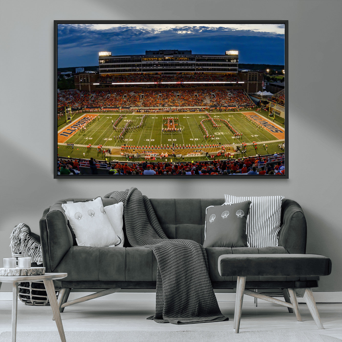 MGV-FC-36X24 - University of Illinois Fighting Illini Football Team Print - Champaign Illinois Memorial Stadium