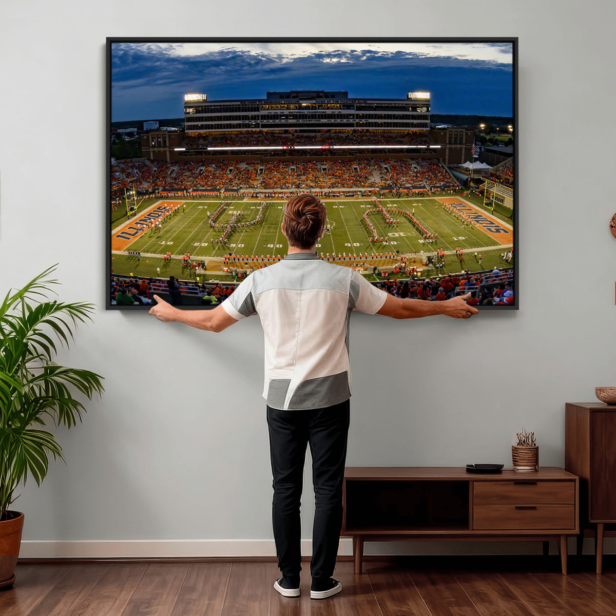 44513-MGV-CV-36X24 - University of Illinois Fighting Illini Football Team Print - Champaign Illinois Memorial Stadium