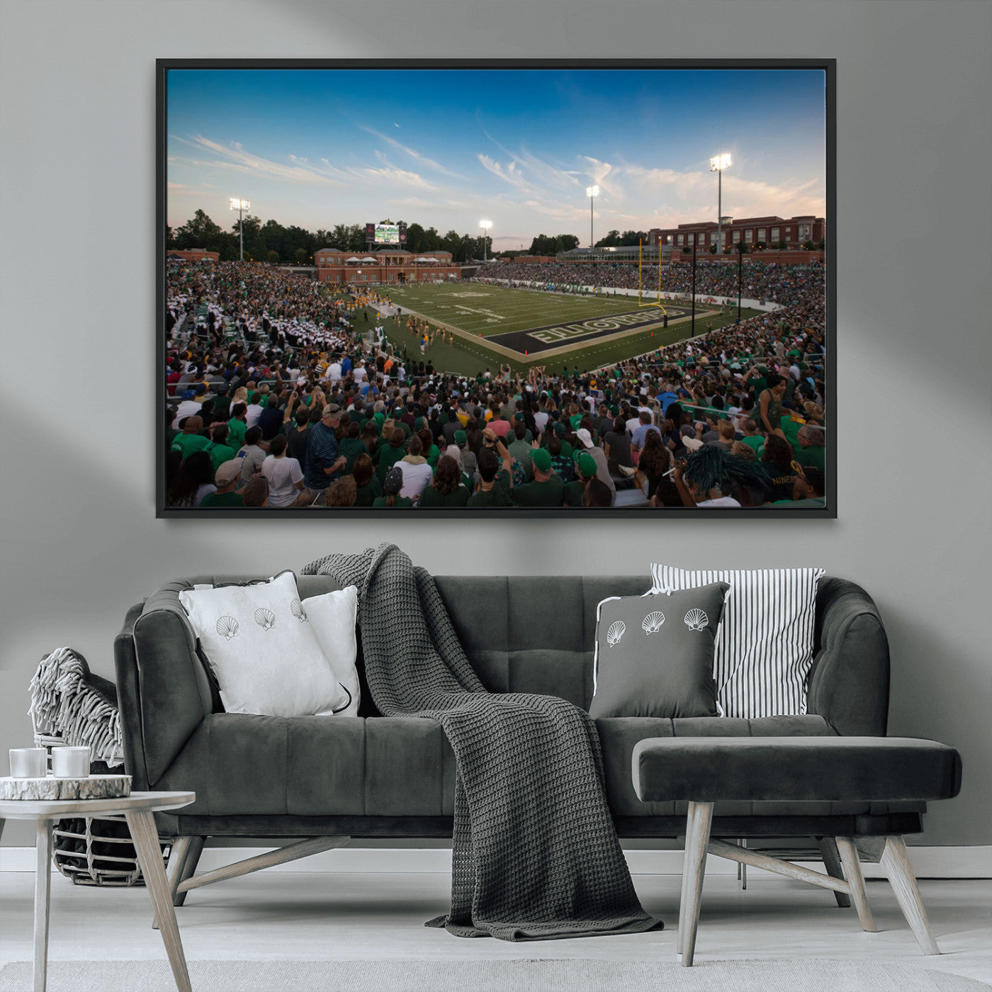 MGV-FC-36X24 - University of Charlotte 49ers Football Team Print - Charlotte Jerry Richardson Stadium Wall Art