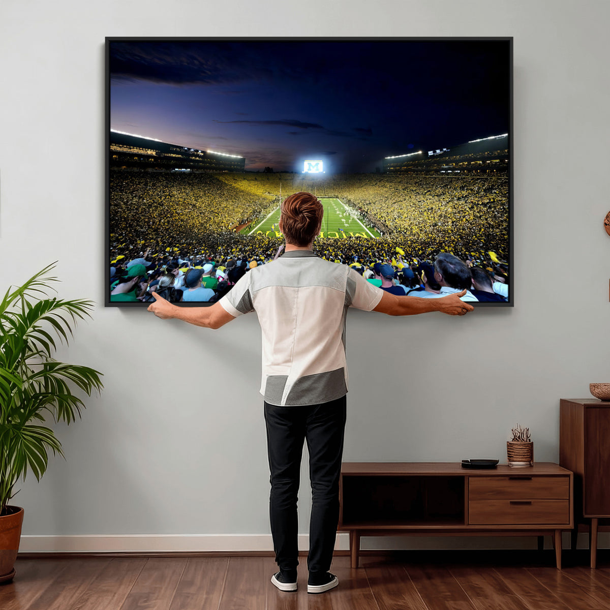 22115-MGV-CV-36X24 - University of Michigan Wolverines Football Team Print - Ann Arbor Michigan Stadium Canvas Print