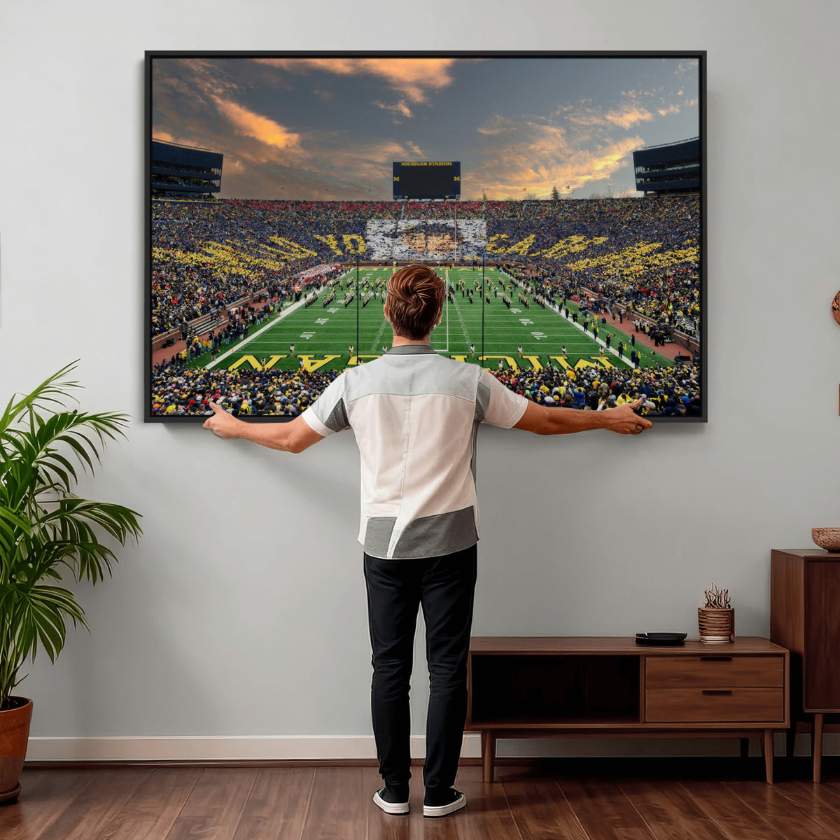 81843-MGV-CV-36X24 - University of Michigan Wolverines Print Canvas, Football Team Print - Ann Arbor Michigan Stadium
