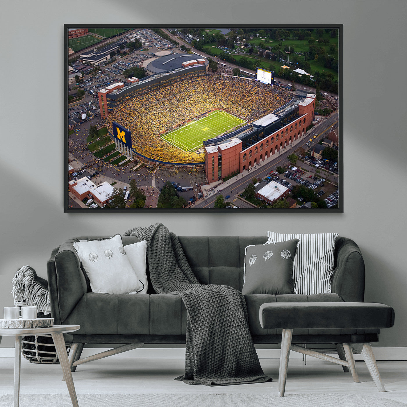 MGV-FC-36X24 - University of Michigan Wolverines Football Team Print - Ann Arbor Michigan Stadium Wall Art Canvas