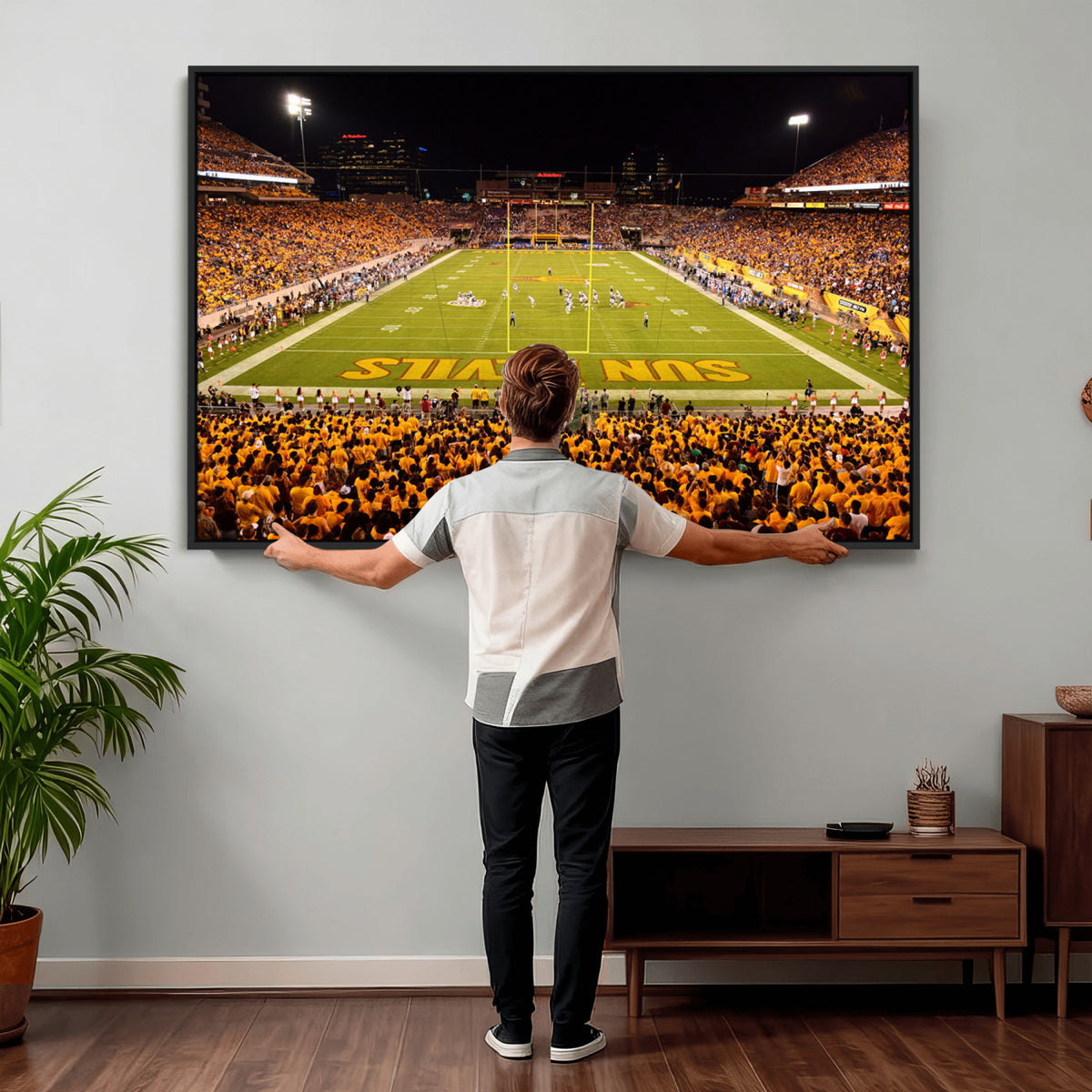 21588-MGV-CV-36X24 - ASU Sun Devils Football Team Print - Phoenix Mountain America Stadium Wall Art Canvas Print