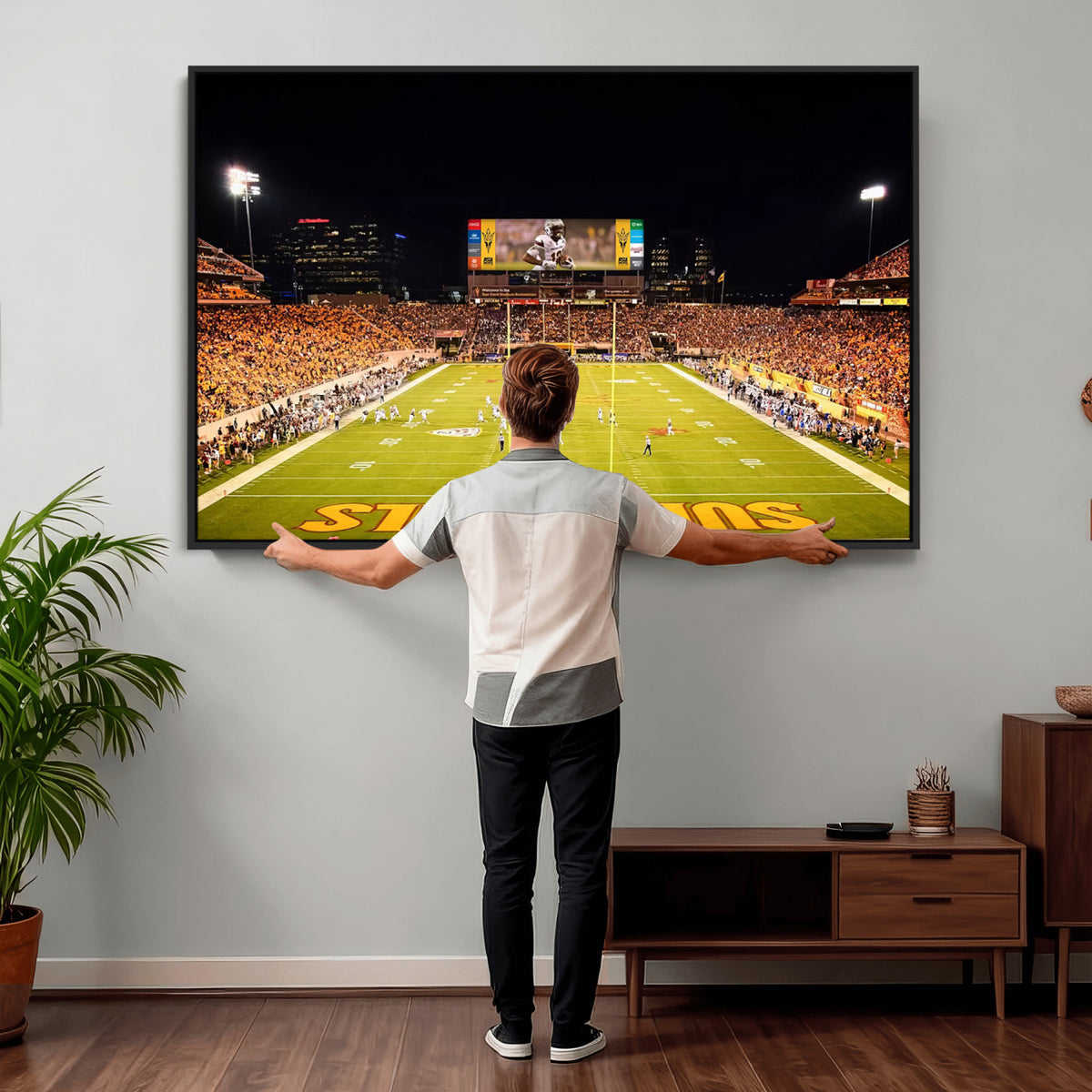 87612-MGV-CV-36X24 - ASU Sun Devils Football Team Print - Phoenix Mountain America Stadium Canvas Print