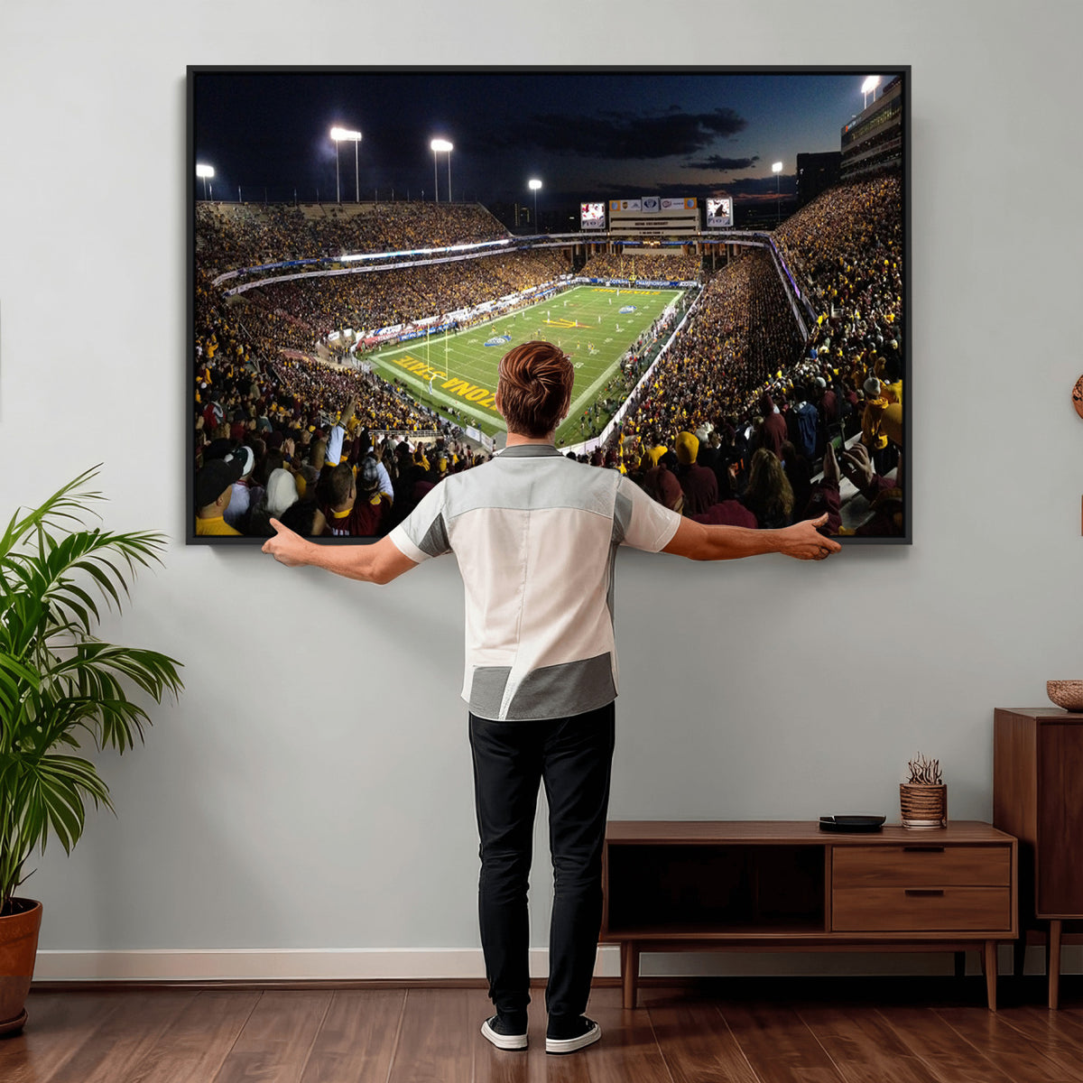 75716-MGV-CV-36X24 - ASU Sun Devils Football Team Print Canvas - Phoenix Mountain America Stadium Wall Art Canvas Print