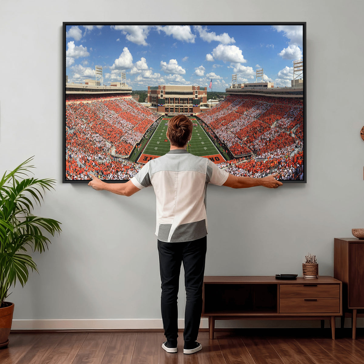 65192-MGV-CV-36X24 - Oklahoma State Cowboys Football Team Print - Stillwater Boone Pickens Stadium Wall Art Canvas Print