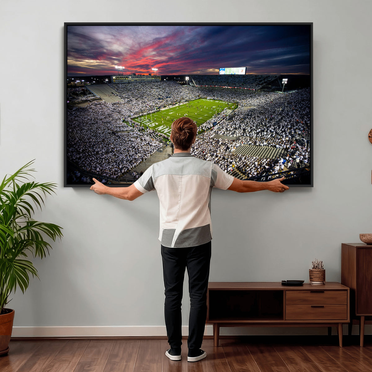 37304-MGV-CV-36X24 - Penn State Nittany Lions Football Team Print - University Park Beaver Stadium Art Canvas Print