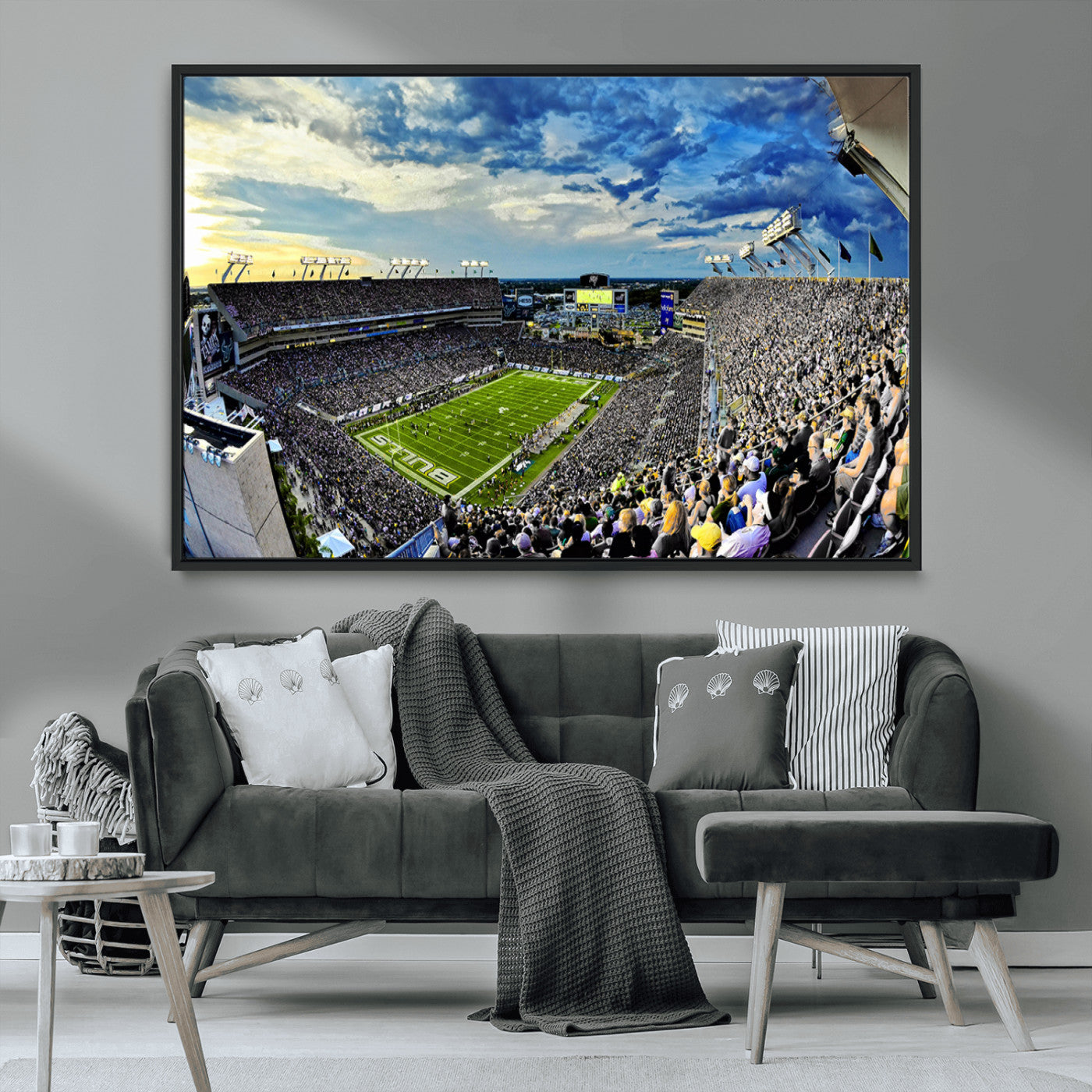 MGV-FC-36X24 - Framed USF Bulls Football Team Print - Tampa Raymond James Stadium Wall Art Canvas Print