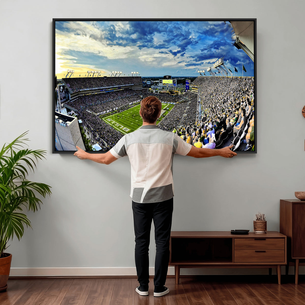 23788-MGV-CV-36X24 - Framed USF Bulls Football Team Print - Tampa Raymond James Stadium Wall Art Canvas Print