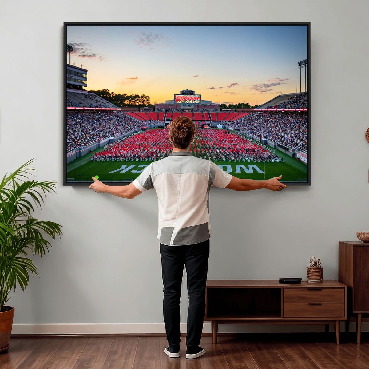 35266-MGV-CV-36X24 - NC State Wolfpack Football Team Print Wall Art - Raleigh Carter-Finley Stadium Wall Art Canvas Print
