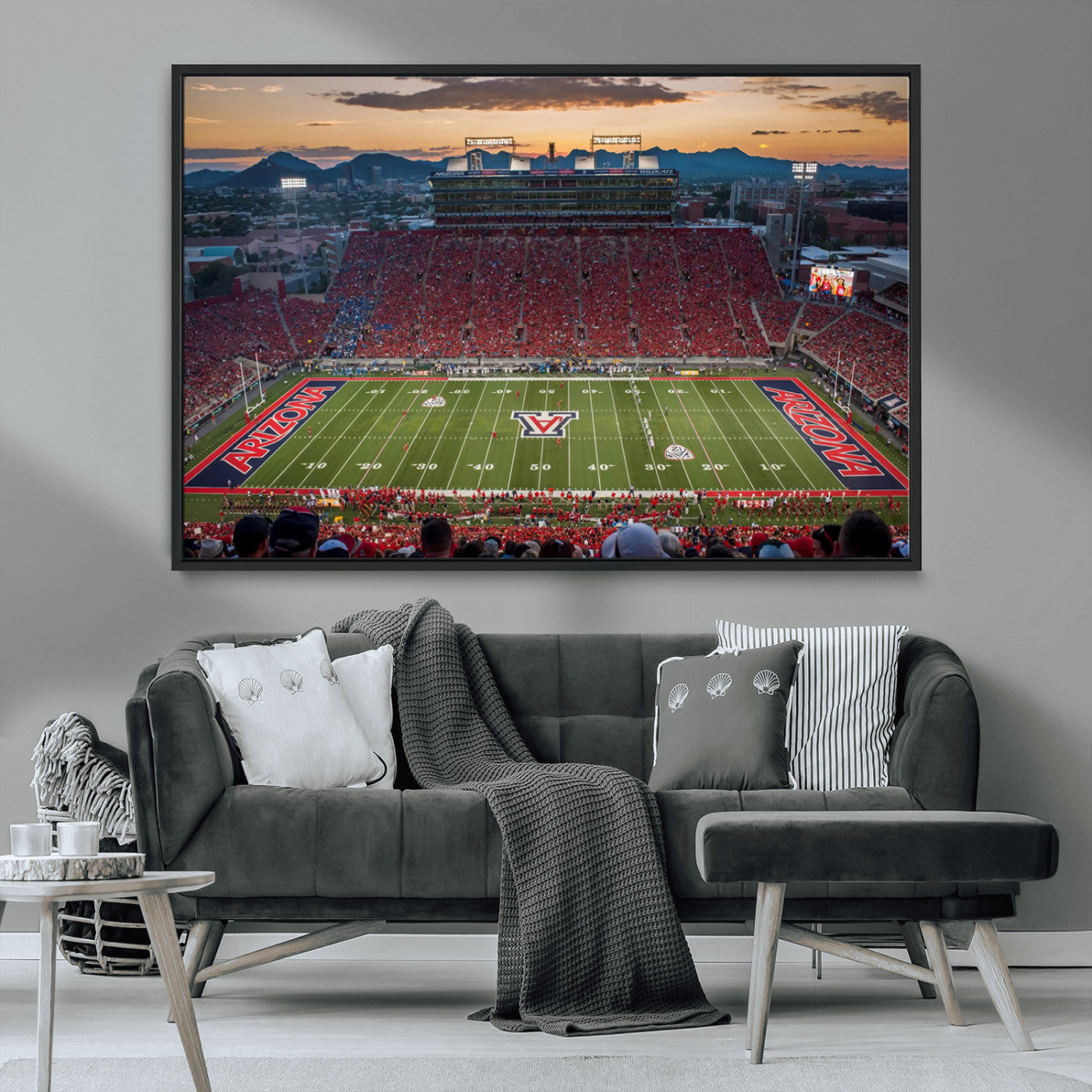 MGV-FC-36X24 - Framed Arizona Wildcats Football Team Print - Tucson Arizona Stadium Wall Art Canvas Print