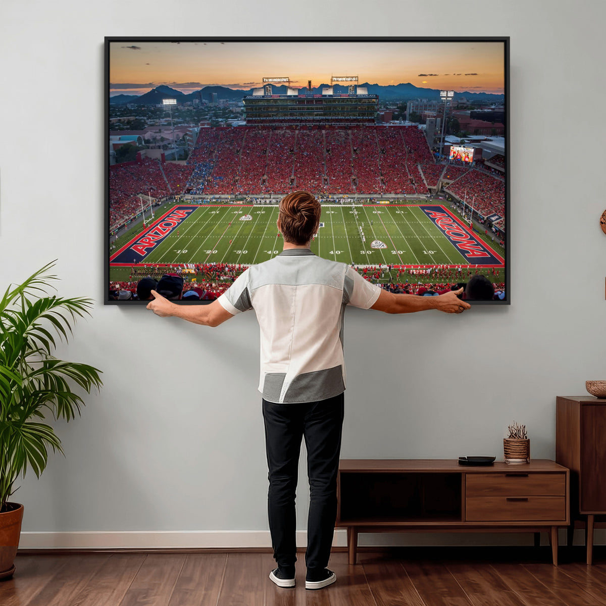 45563-MGV-CV-36X24 - Arizona Wildcats Football Team Print - Tucson Arizona Stadium Wall Art Canvas Print