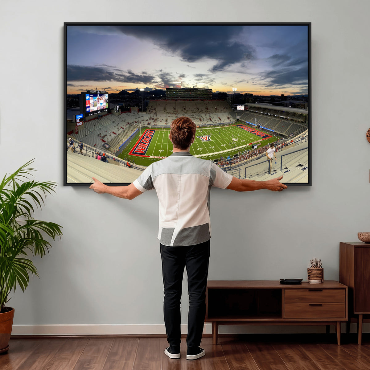 24339-MGV-CV-36X24 - Arizona Wildcats Football Team Print - Tucson Arizona Stadium Wall Art Canvas Print