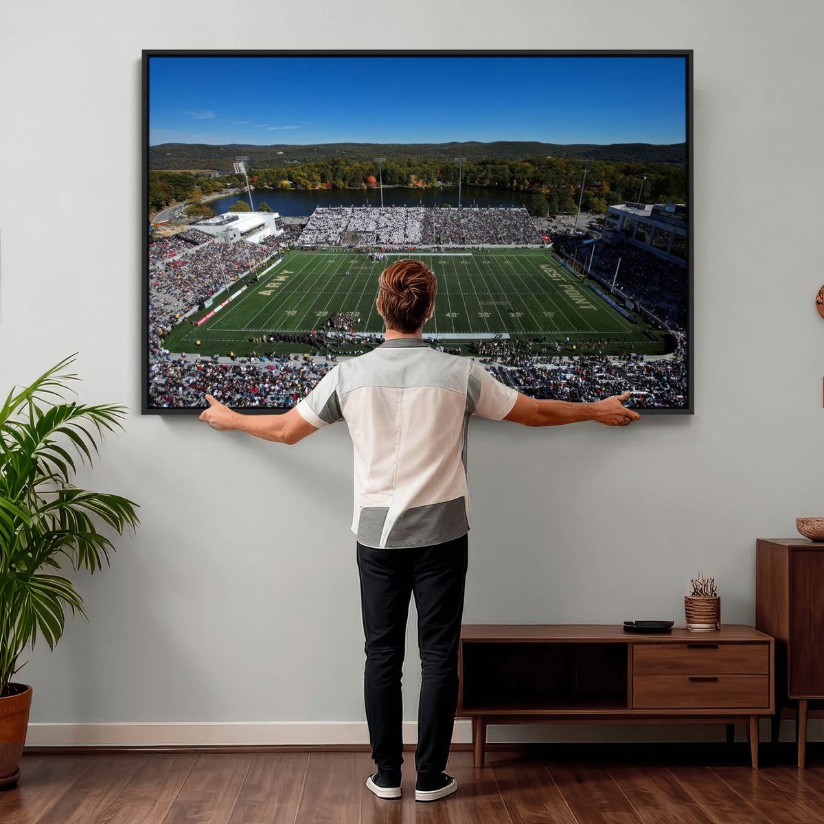 52056-MGV-CV-36X24 - Army Black Knights Football Team Print - West Point Michie Stadium Wall Art Canvas Print