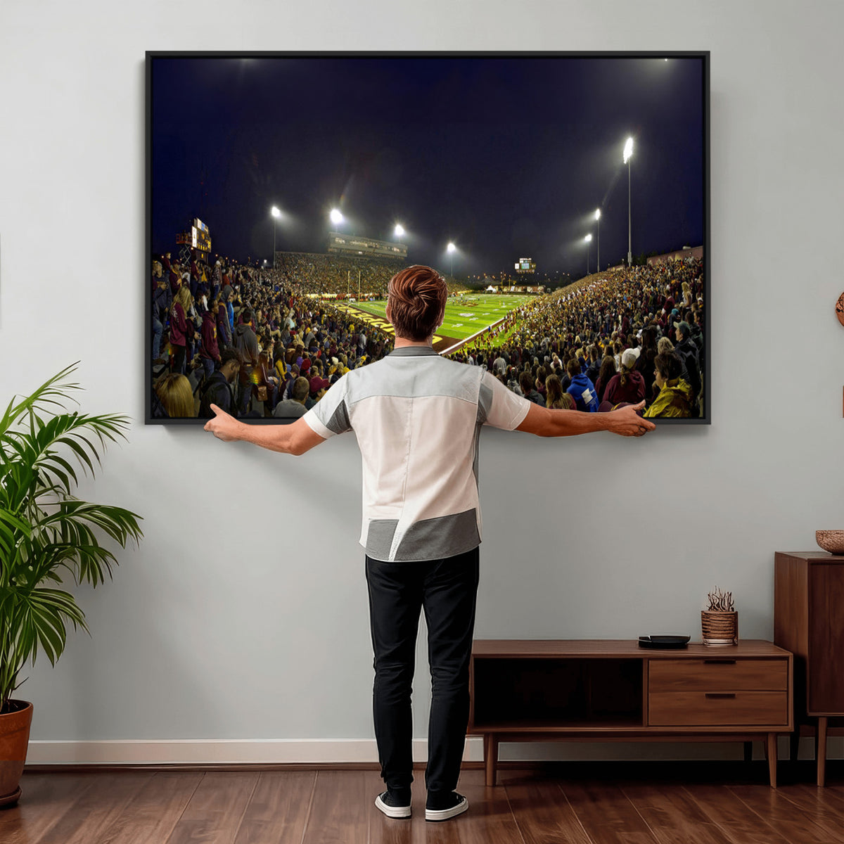 45619-MGV-CV-36X24 - Central Michigan University Chippewas Canvas Wall Art, Football Team Print - Mount Pleasant