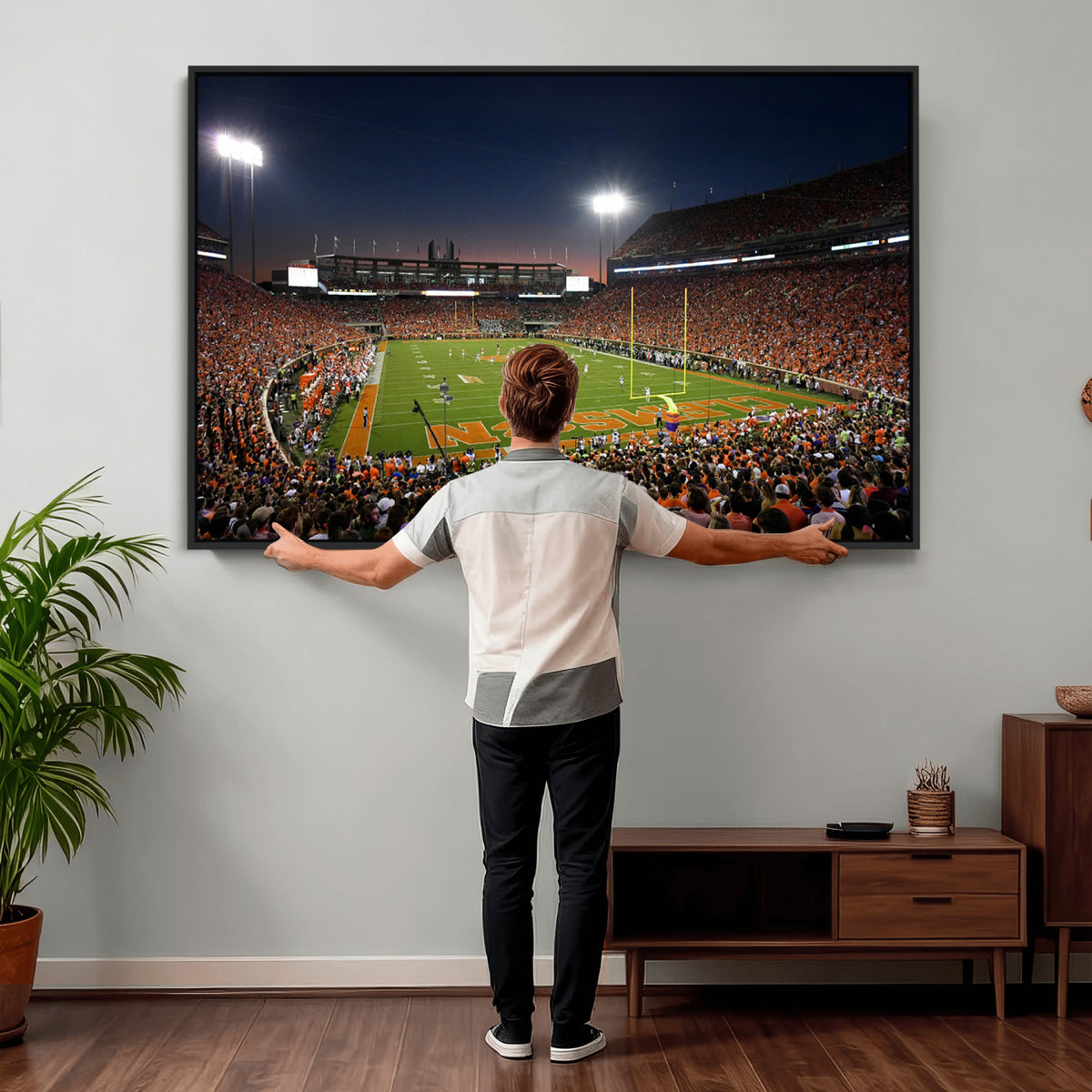 32340-MGV-CV-36X24 - Clemson University Tigers Art Print, Football Team Print