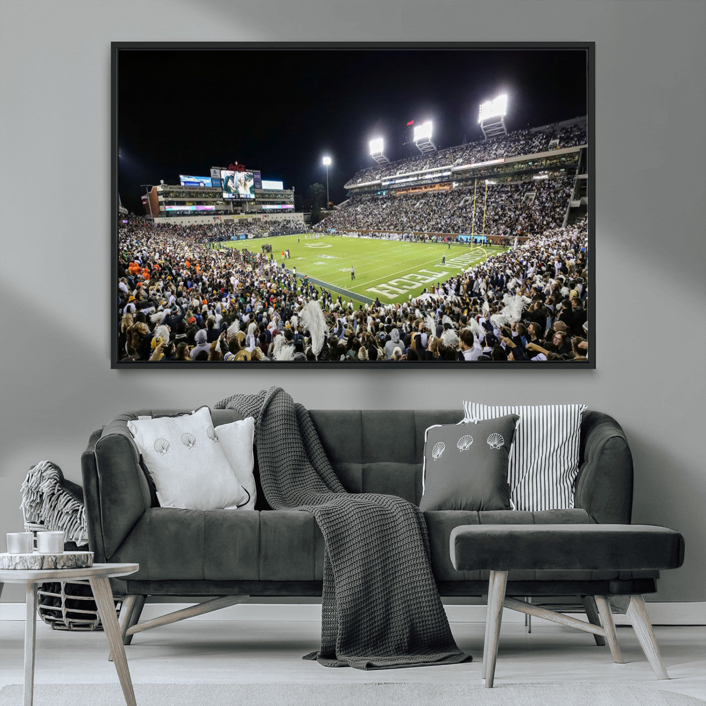 MGV-FC-36X24 - Georgia Tech Yellow Jackets Football Team Print - Atlanta Bobby Dodd Stadium Wall Art Canvas Print
