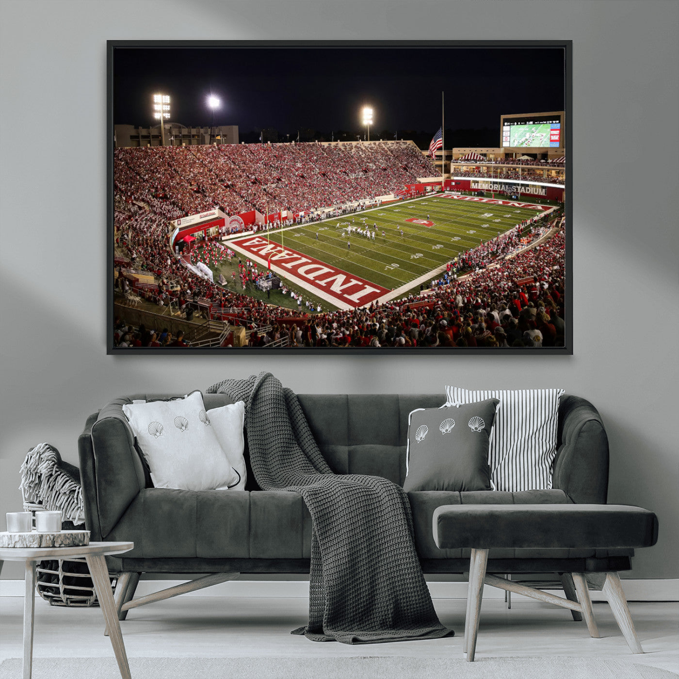 MGV-FC-36X24 - Indiana University Hoosiers Football Team Print Canvas - Bloomington Memorial Stadium Wall Art