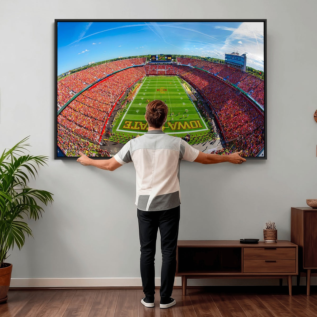 36706-MGV-CV-24X16 - Iowa State University Cyclones Football Team Print, Ames, Framed and Ready to Hang