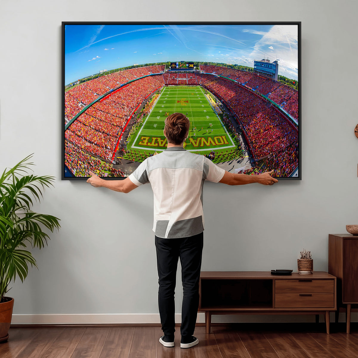 36706-PAN-FL-20X10 - Iowa State University Cyclones Football Team Print - Ames Jack Trice Stadium Art Canvas Print