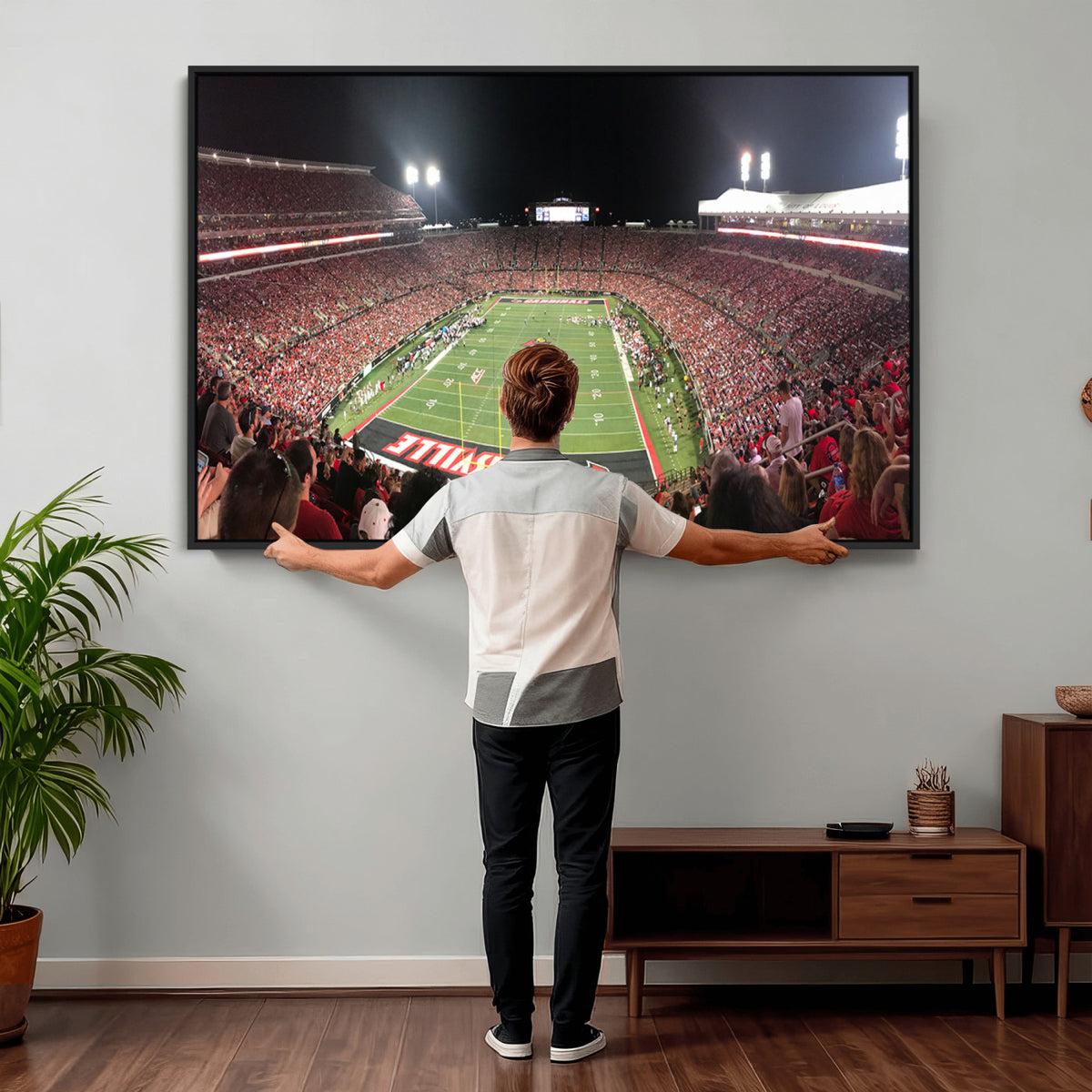 51251-PAN-FL-20X10 - University of Louisville Cardinals Football Team Print - Louisville Cardinal Stadium Wall Art Canvas